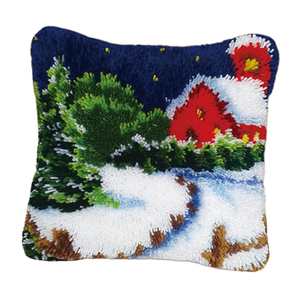 Latch Hook Rug Kit DIY Embroidery Needlework Cushion Pillow Mat Snow House