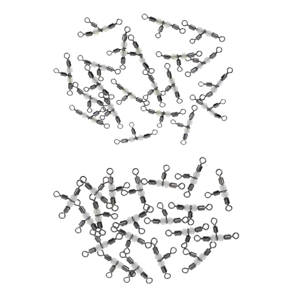 40 Pieces Stainless Steel 3 Way Swivels T Shape Barrel Swivels 23mm 28mm