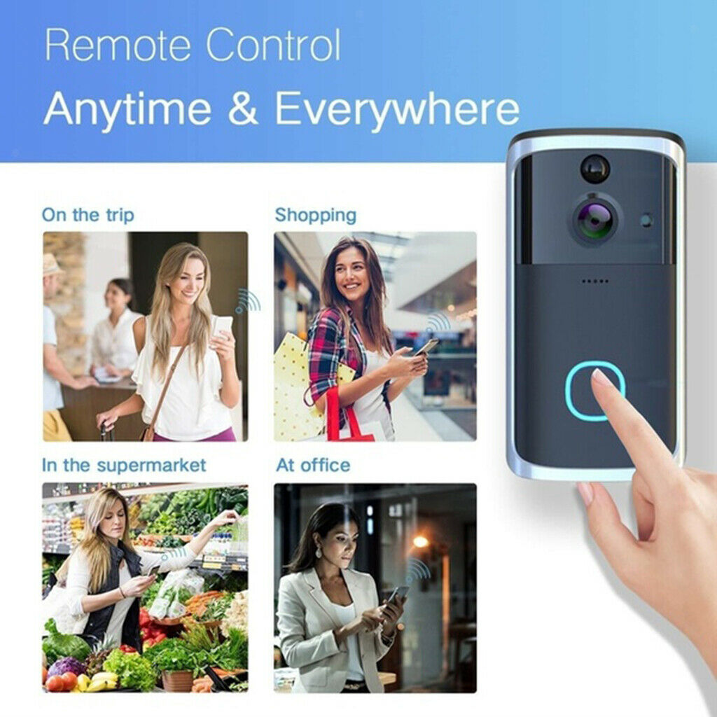 FHD1080P Black Video Doorbell Wire-Free Camera Security   Night Vision
