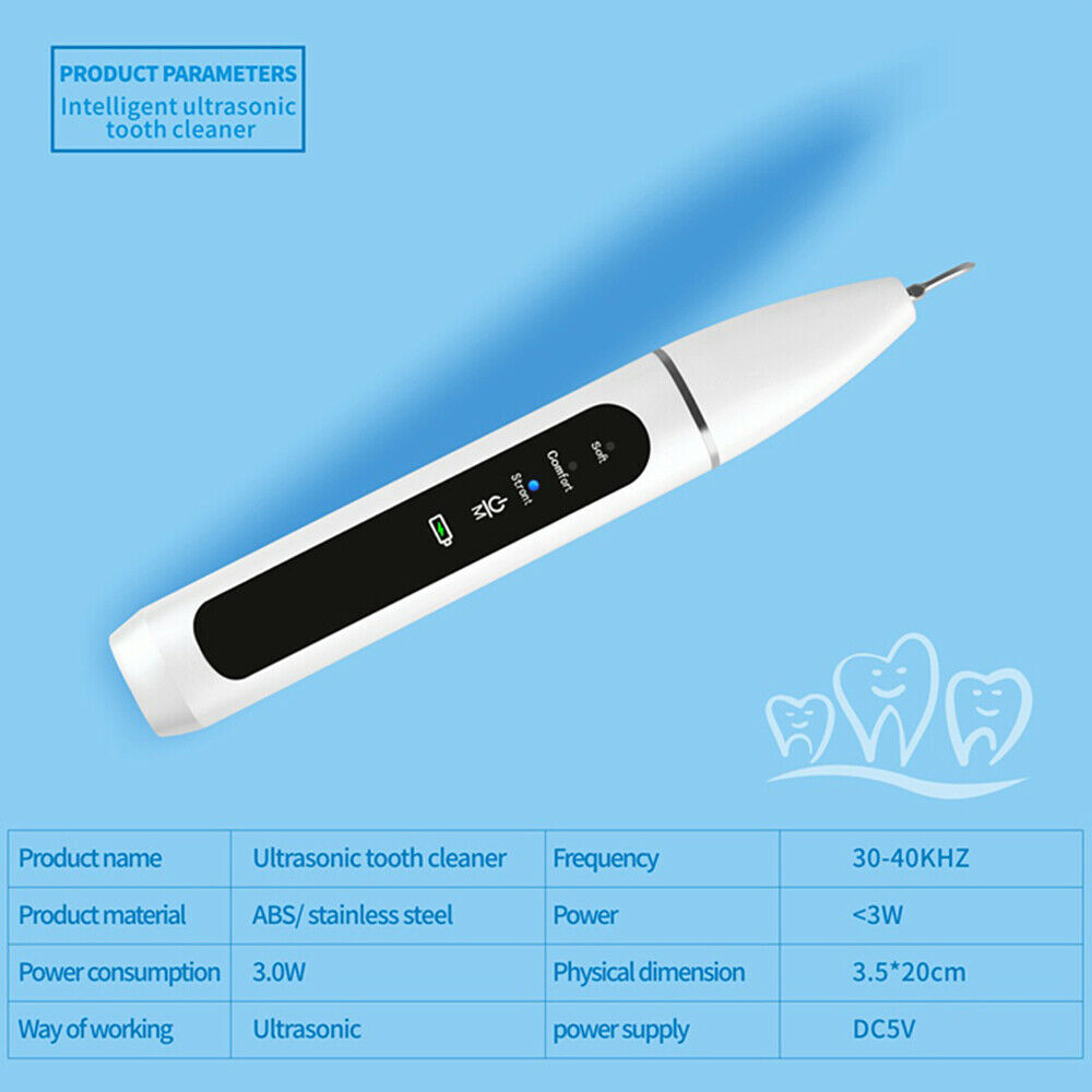 Electric Ultrasonic Dental Calculus Remover Tartar Scaler Scraper Tooth Cleaner