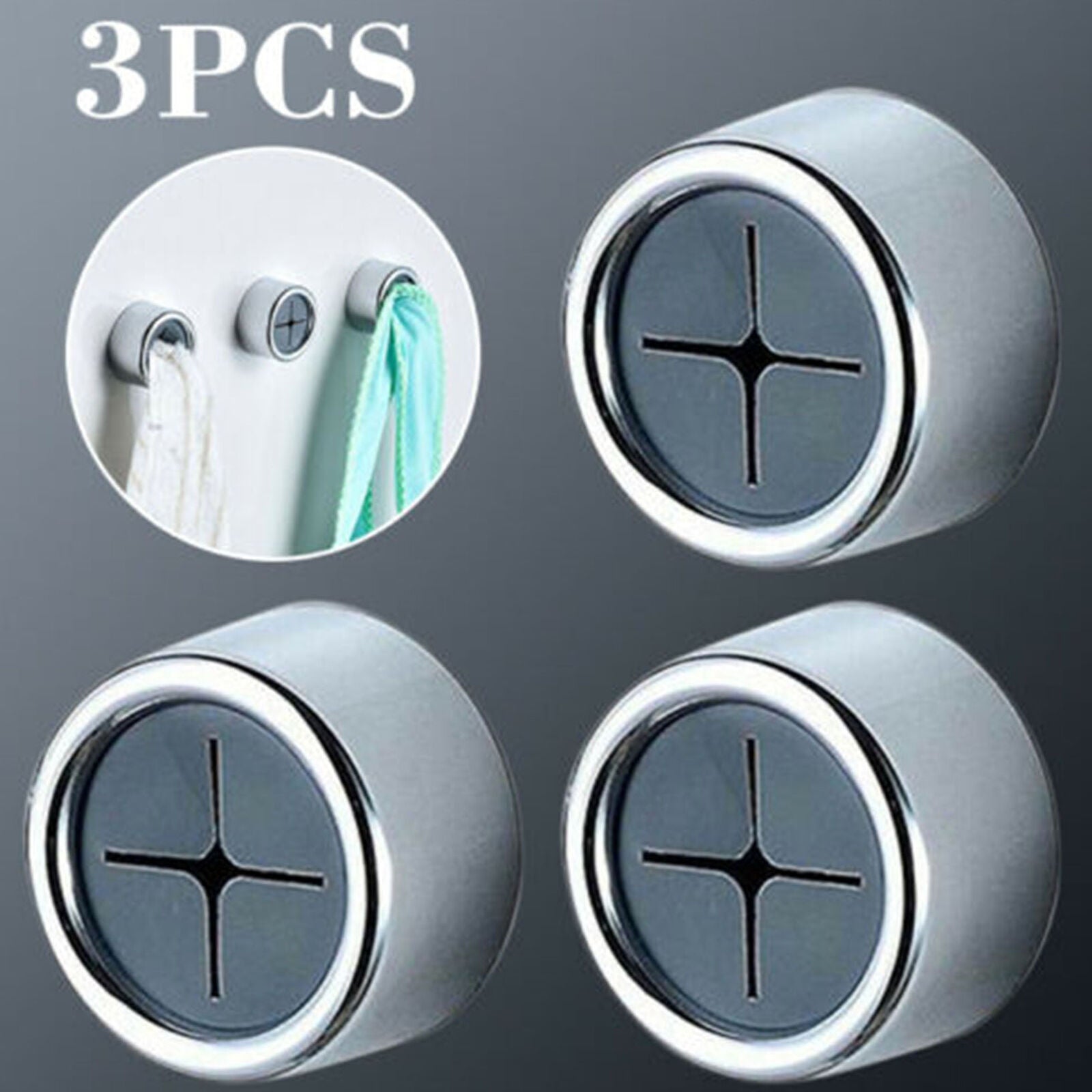 3x Wall Mounted Self Adhesive Cloth Tea Towel Rack Push Holder Kitchen Bathroom