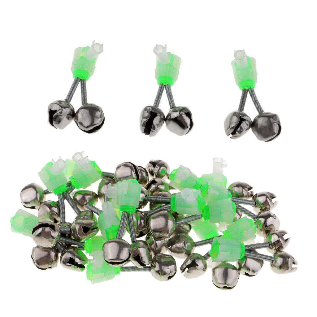 20x Fishing Rod Alarm Bells Twin Bells Ring Rod Tip Alarms Night Sea Fishing