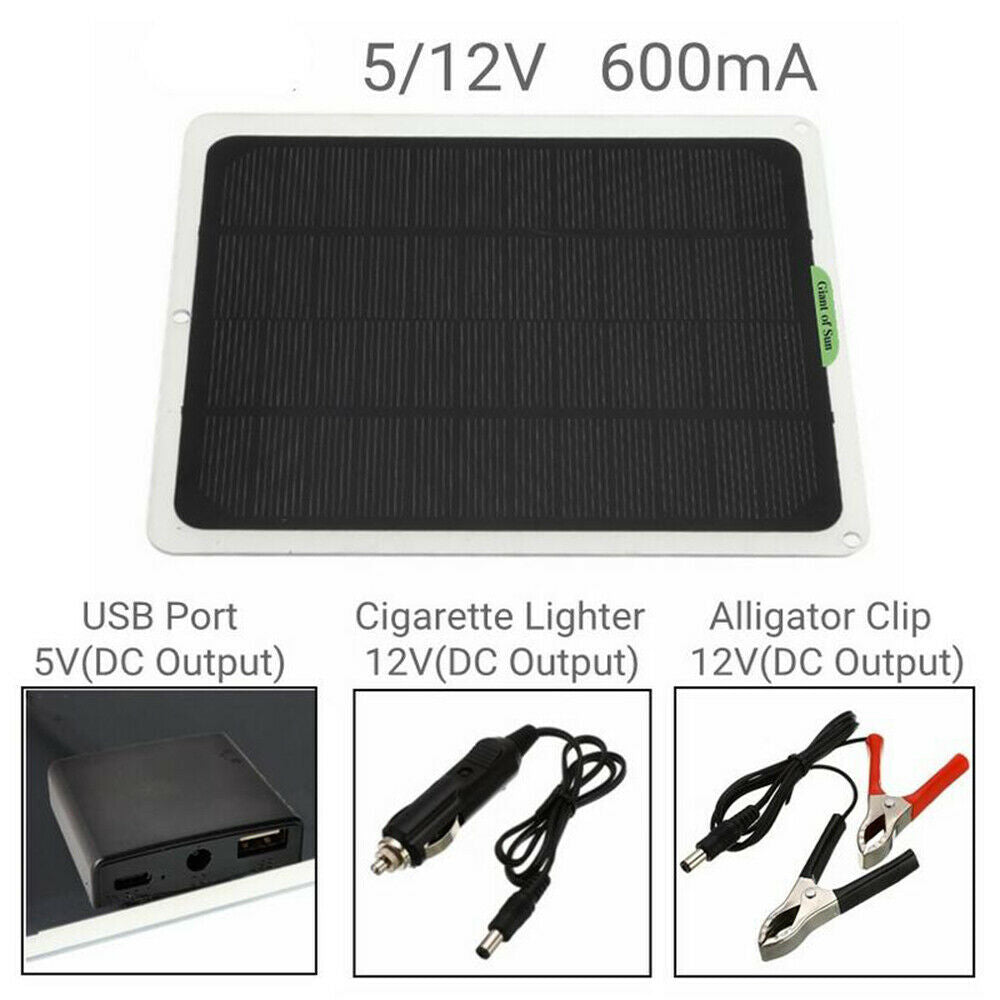 20W 12V Car Boat Yacht Solar Panel Trickle Battery Charger Power Supply
