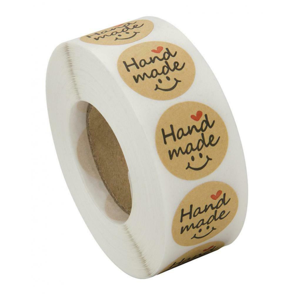 500x Kraft Paper Stickers Handmade Sticky Labels Gift Seals Decals Decors