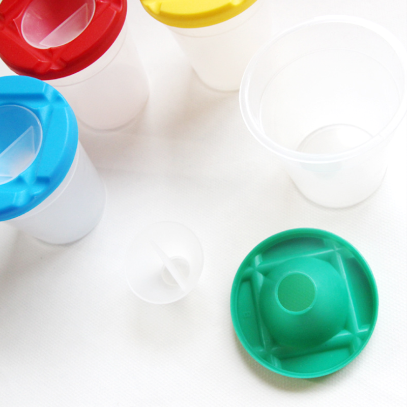 Childrens 4x Non Spill Paint Pots For Kids Assorted Coloured Lids Art and Crafts