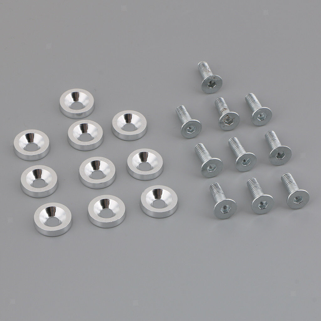 10pcs 6mm Aluminum Alloy Cone Cup Head Screw Bolt Gasket Washer Sliver