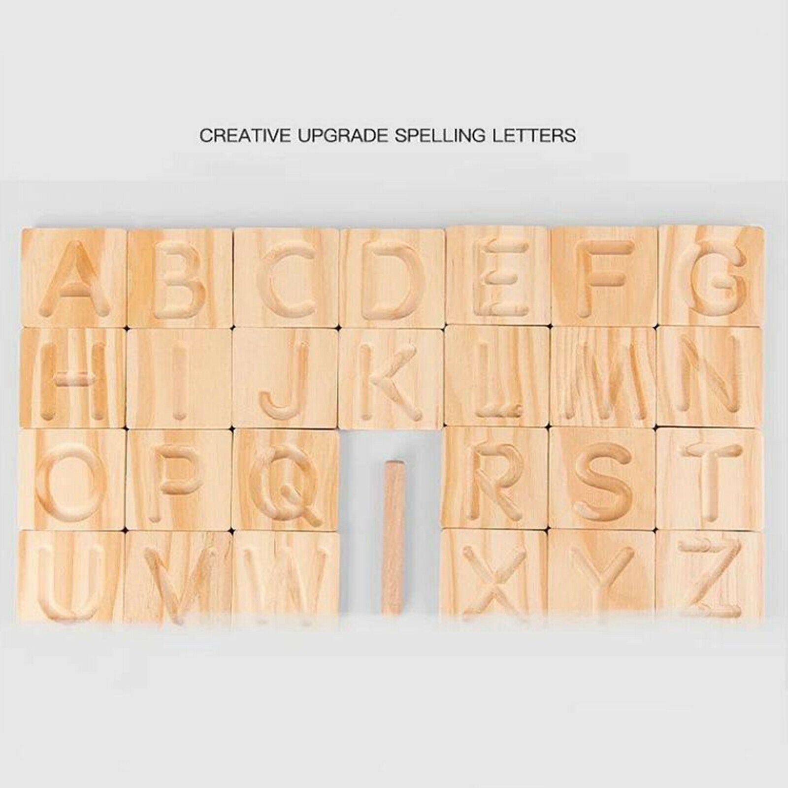 Wooden Alphabet Puzzle Tracing Cards Blocks with Prescola Storage Box