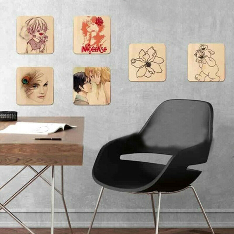 1pc 4" x 4" Unfinished Wood Pieces Wooden Squares Cutout Tiles Crafts DIY