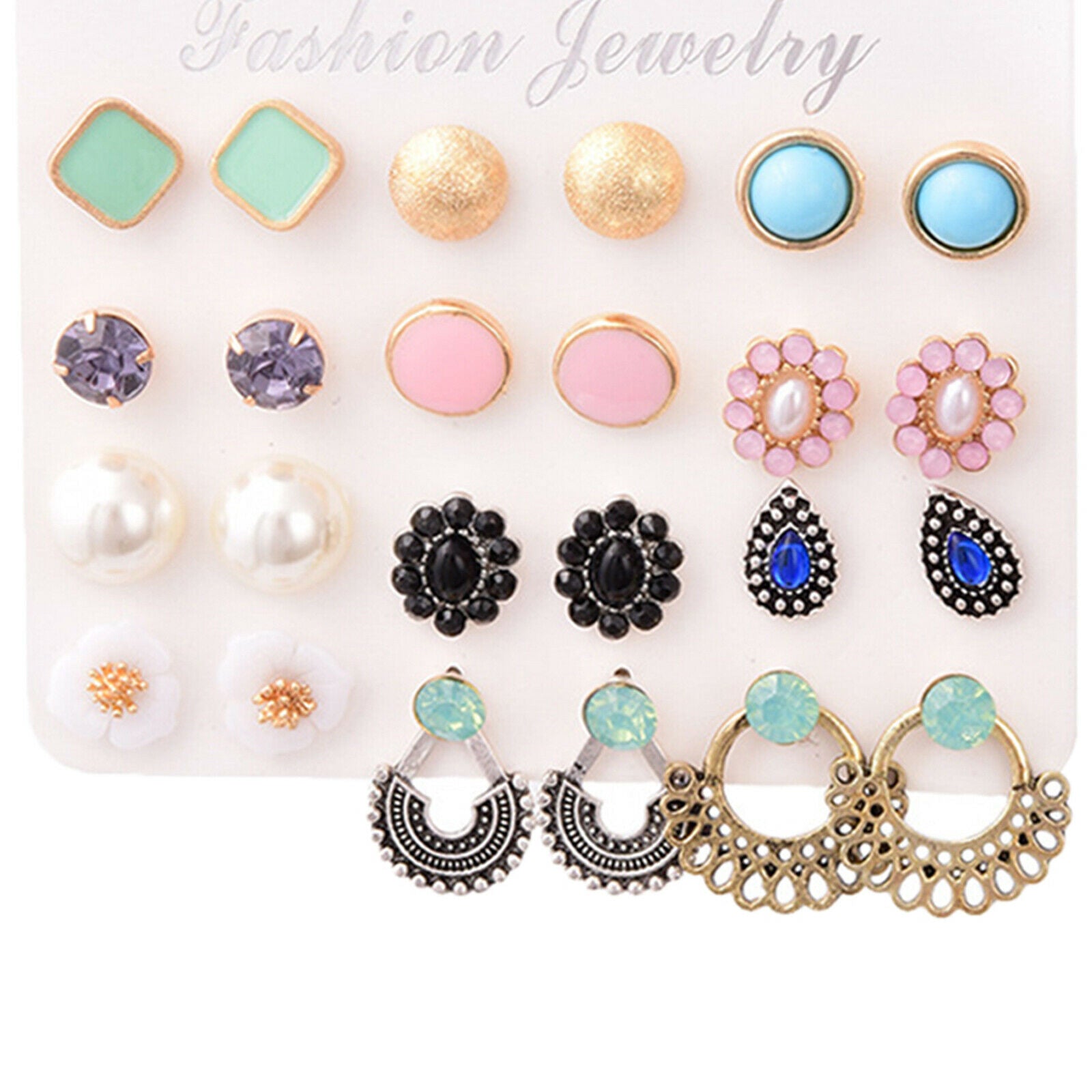 12 Pairs Hoop Earrings Ear Cuff Set for Women Jewel Lightweight