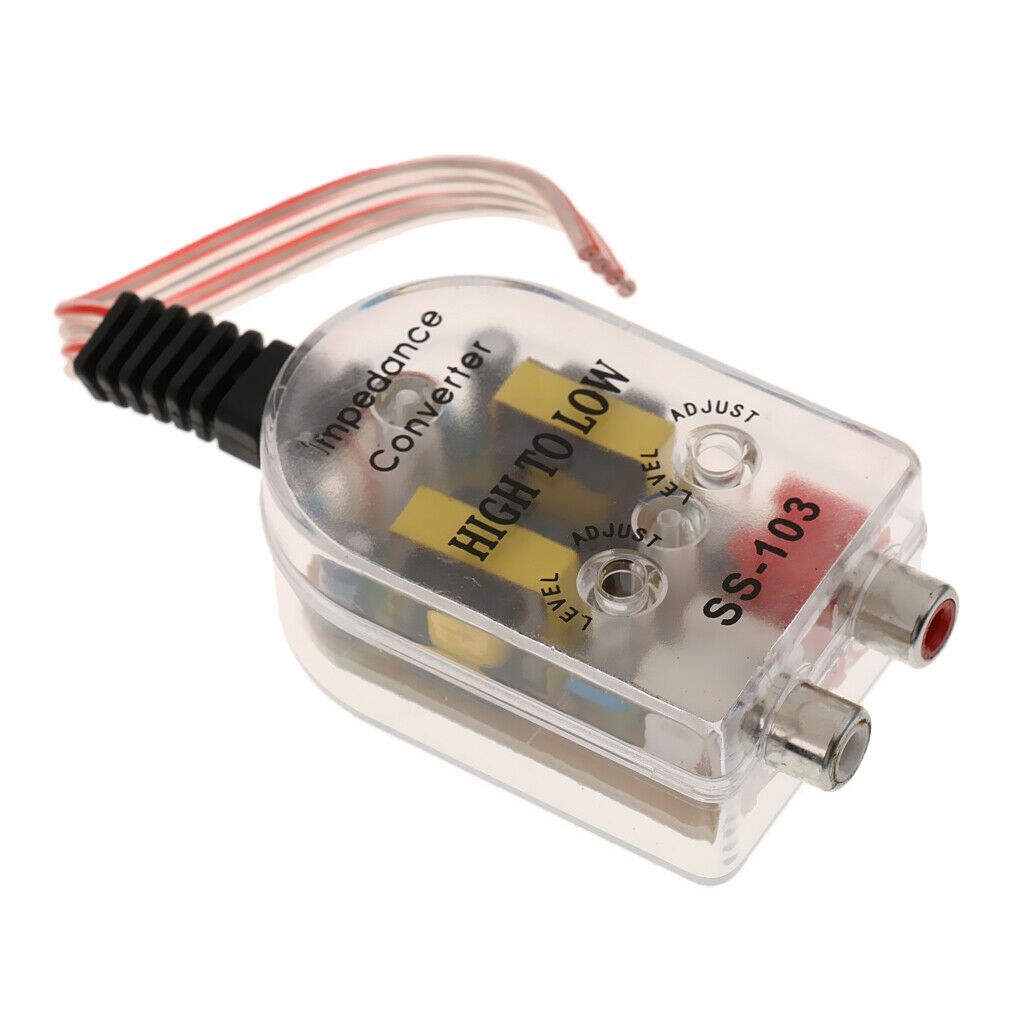 Adjustable 2 RCA Line Convertor Low to High Impedance Amplifier Adaptor
