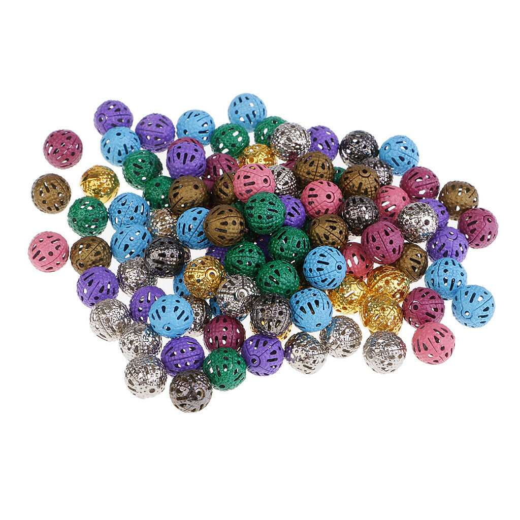 100pcs Iron Hollow Metal Beads For Crafts Loose Spacer Beads Round Beads