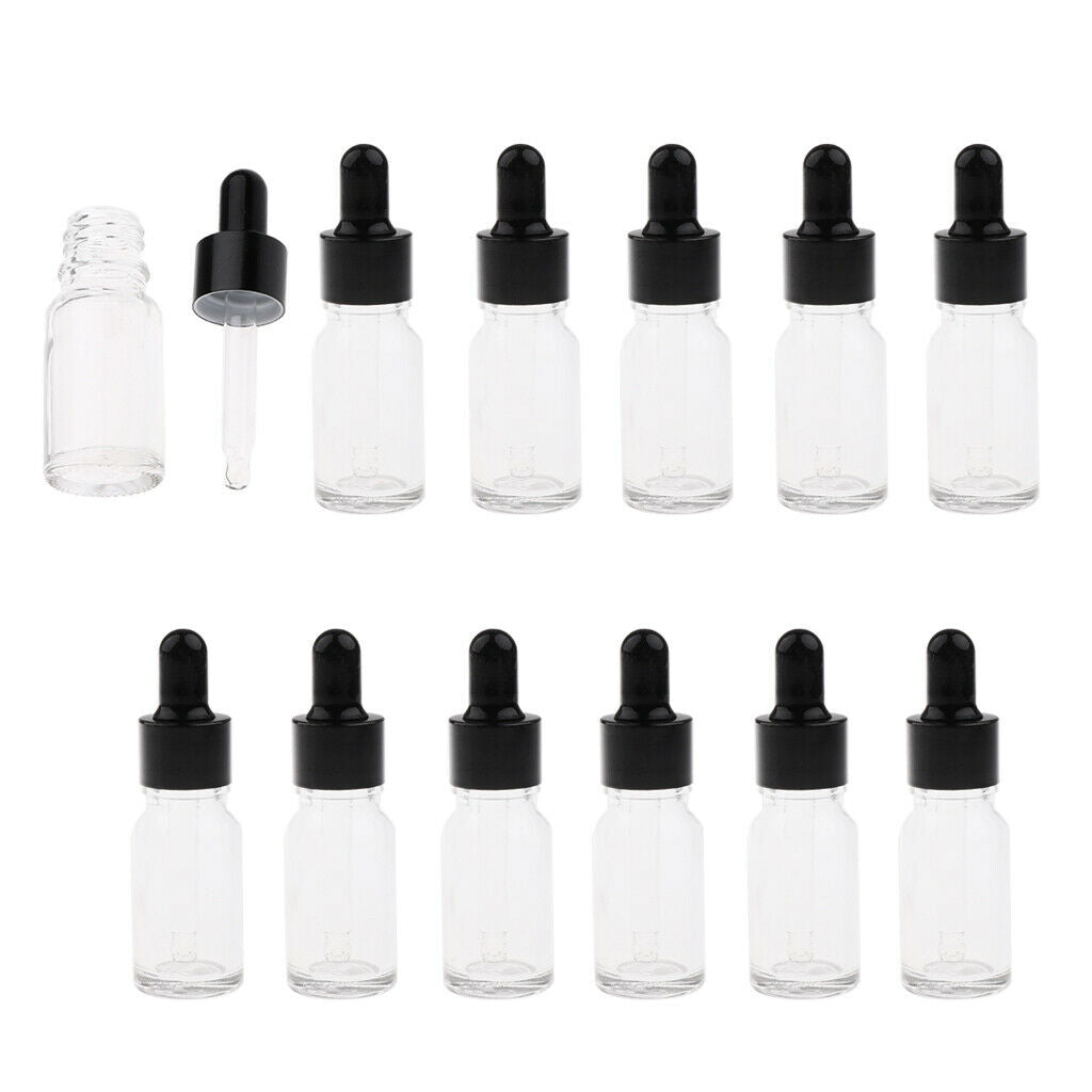 24 Piece 5ml/10ml Empty Essential Oil Bottle Container Liquid Dropper Clear