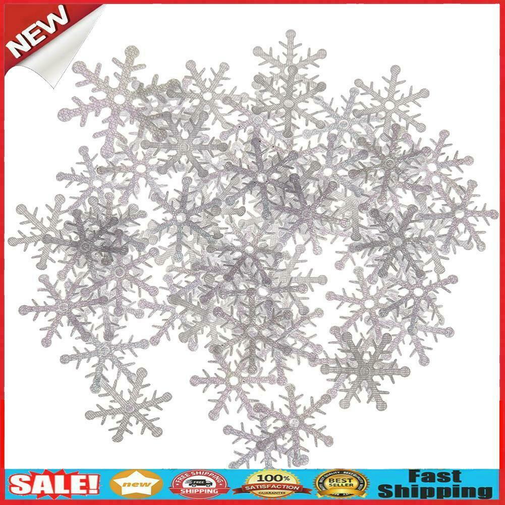 200pcs 3cm Christmas Tree White Plastic Snowflakes Party Home Desk Decor @