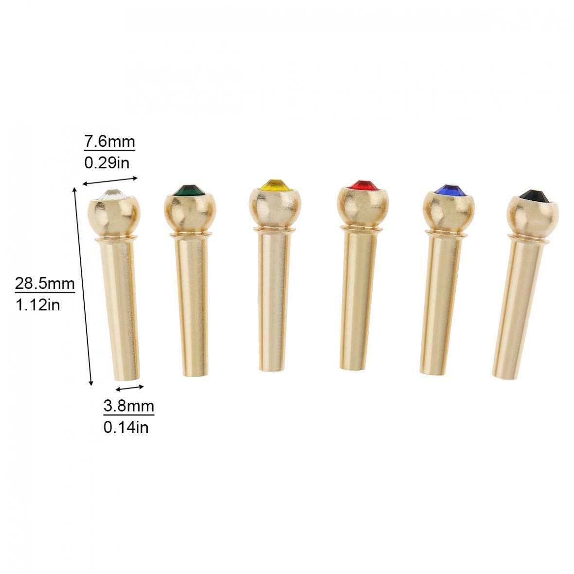 6pcs Guitar Strings Nail Acoustic Colorful Guitar Bridge Pins Brass Guitar