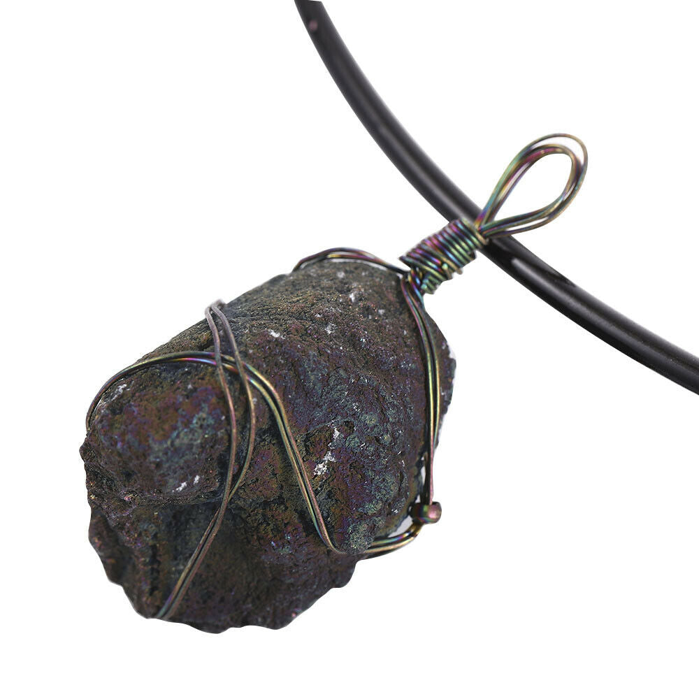 DIY Natural Rainbow Titanium Crystal Agate Quartz Geode Charm Necklace