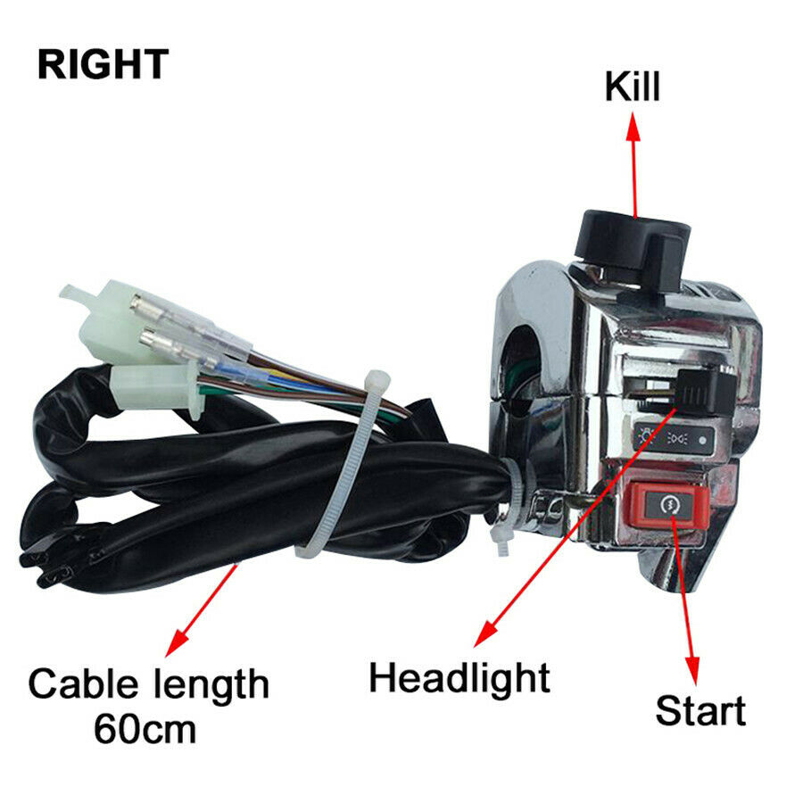 Motorcycle 7/8" Handlebar Control Switch Chrome Casing Turn Signal Start Switch