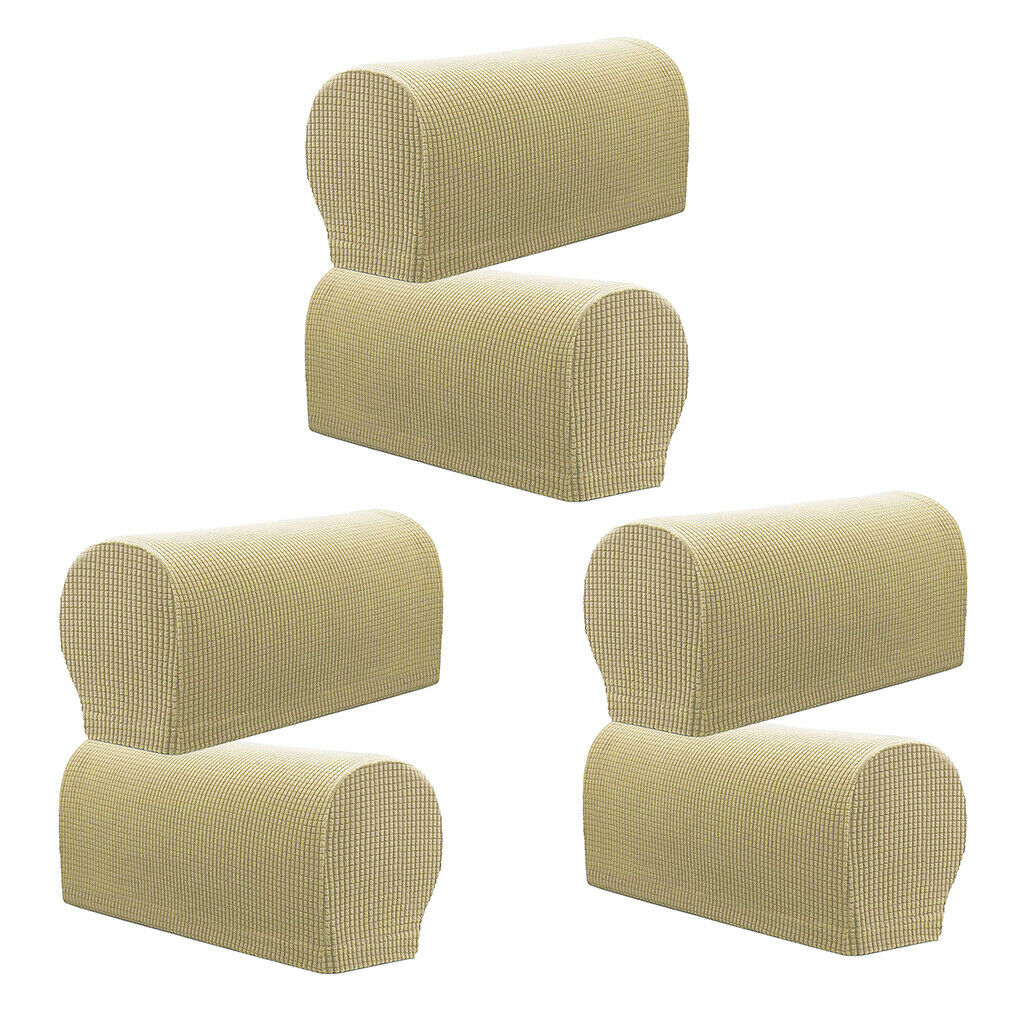 Set of 6 Flannel Furniture Sofa Armrest Covers Protectors Beige
