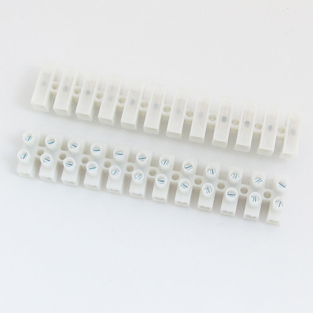 10x Electrical 12 Pole Way Barrier Terminal Strip Block Pitch 12mm 600V 22-8AWG