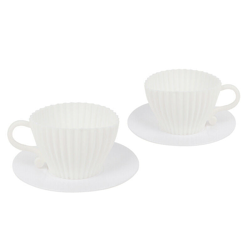 4Set Silicone Cupcake Cups Muffin Baking Cake Tea Teacup Mold Baking Suppl FdDF