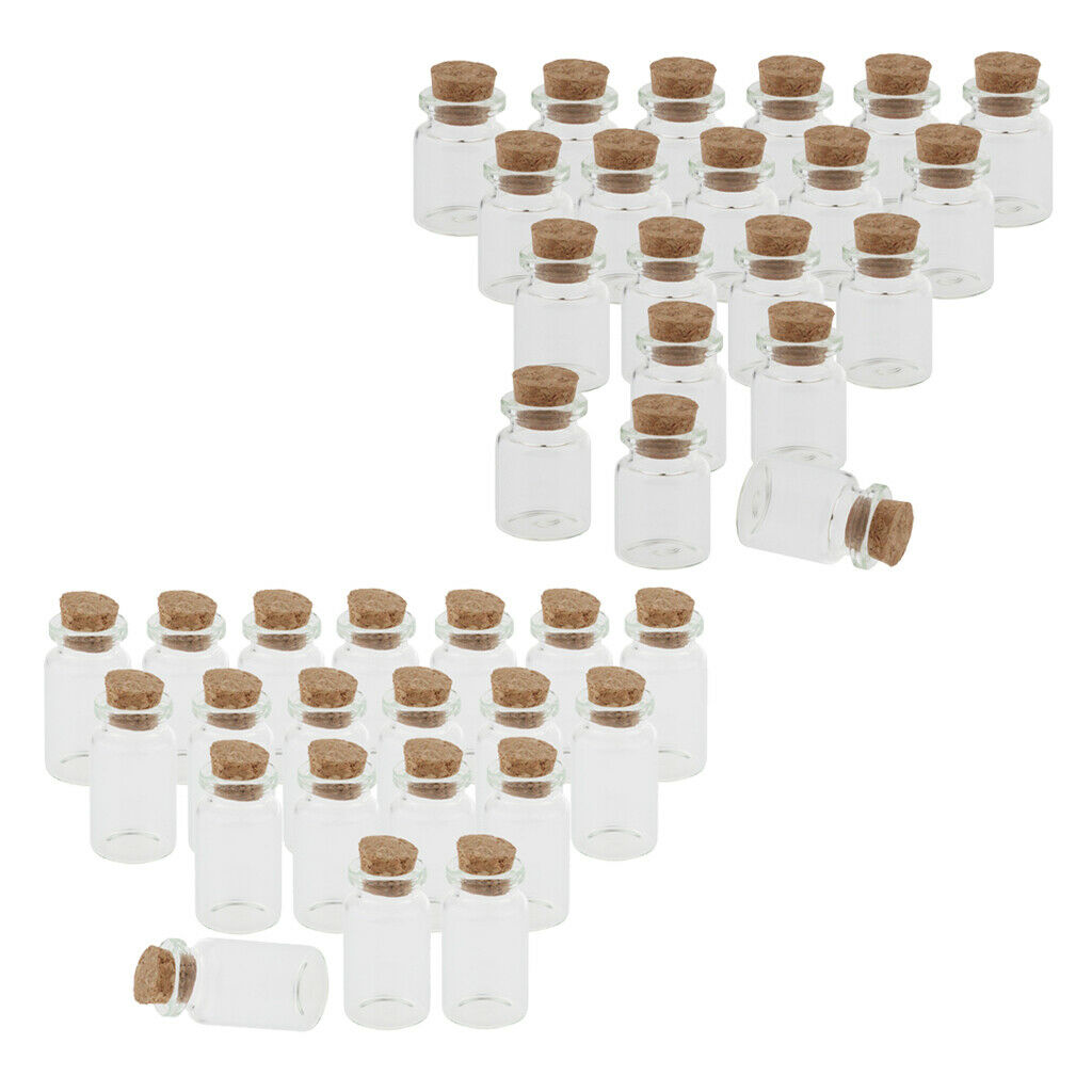 10ml 5ml Mini Glass Jars with Cork Stopper - Pack of 40 - Clear Tiny Bottles