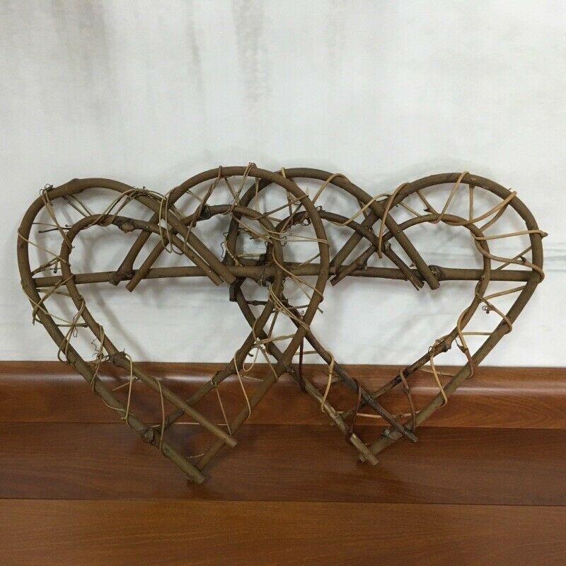 Christmas Rattan Garland Wreath Heart-shaped Pendant Hanging Tree Ornament DIY