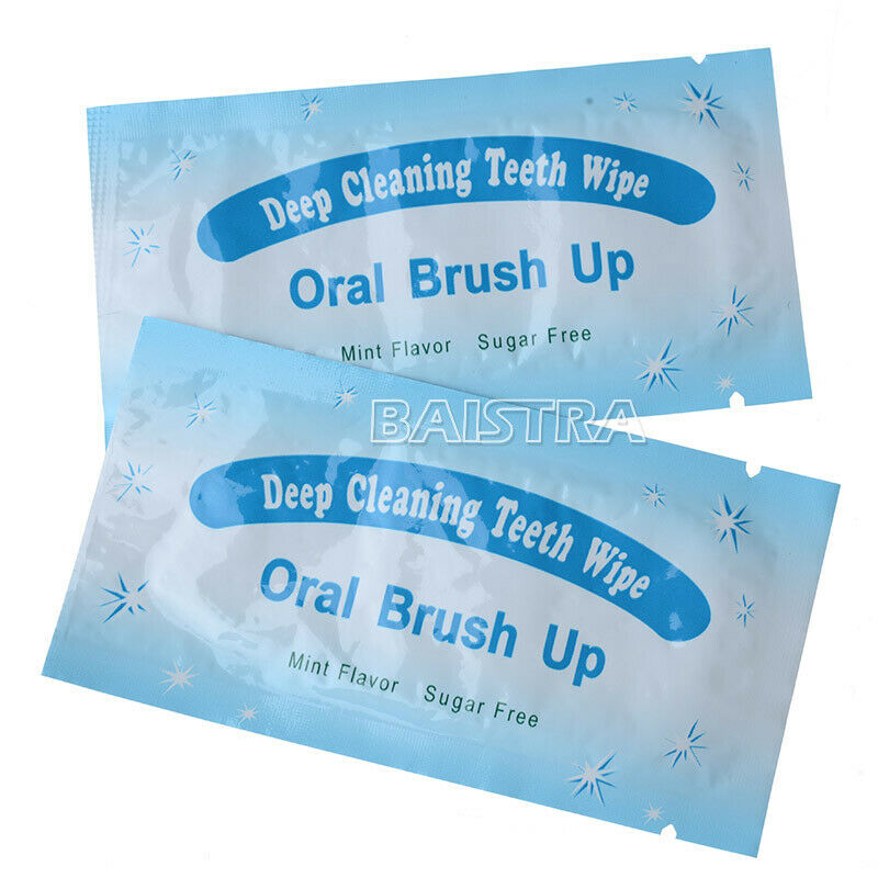 30X Dental Orthodontic Teeth Brush Up Wipes Oral Deep Cleaning Finger Clean Blue