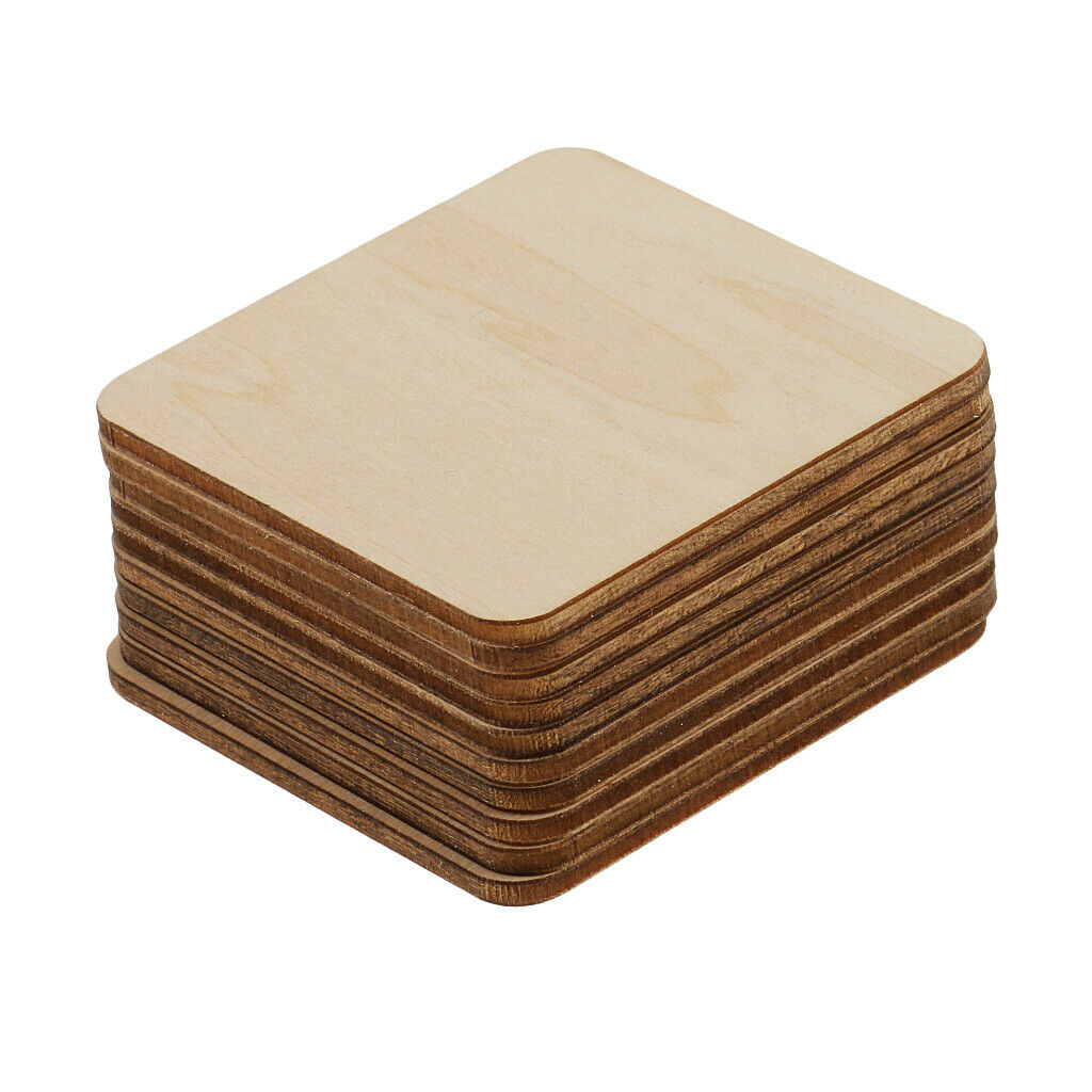 10x Natural Unpainted MDF Wooden Plaque Modeling DIY Embellishments 6cm