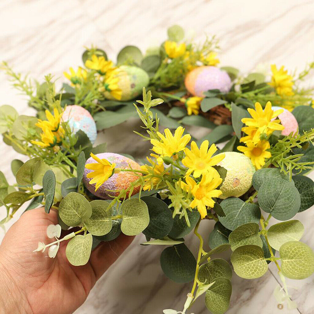 Faux Easter Egg Eucalyptus Wreath Door Hanging Home Garden Indoor Decor