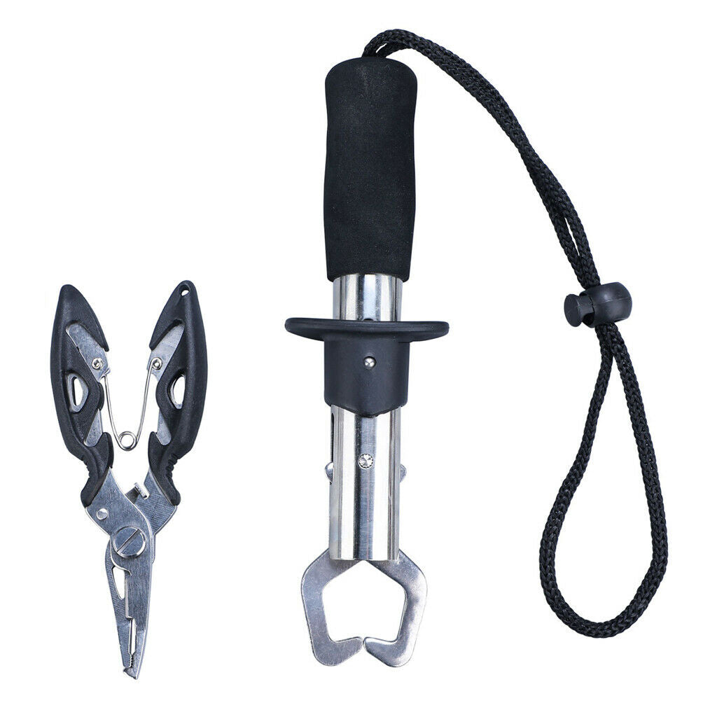 Stainless Steel Fishing Plier Scissor & Gripper Tackle Lock Clamp Tool Kayak