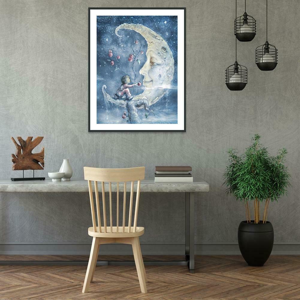 5D DIY Full Drill Diamond Painting Moon Face Cross Stitch Mosaic Craft Kit @