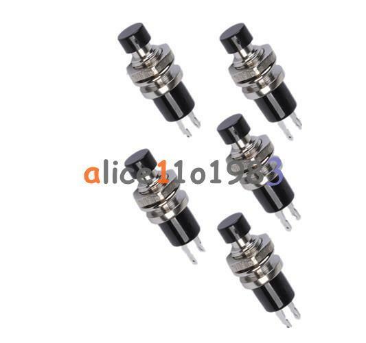 5PCS PBS-110 ON/OFF Push button Black Mini Lockless Momentary Switch