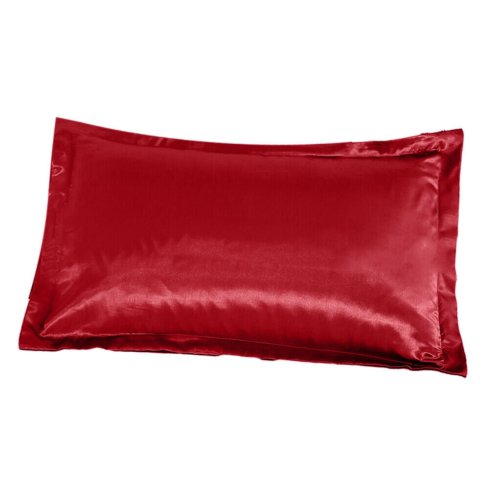 Solid Color Luxury Silky Pillowcases Queen Size 20x30 Inch Wine Red