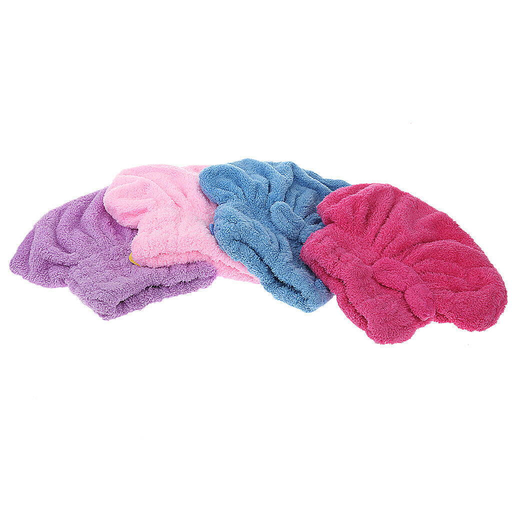 Dry Hair Hat Microfiber Hair Turban Quickly Shower Bath Caps Wrapped Red