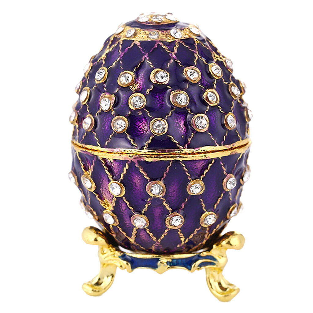 Creative Easter Egg Jewelry Box Rhinestone Trinket Holder Storage Desk Decor