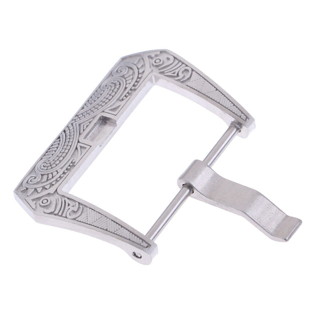 Flower Engraving Steel Screw-In Watch Buckle 22mm Replacement Clasp Crafts