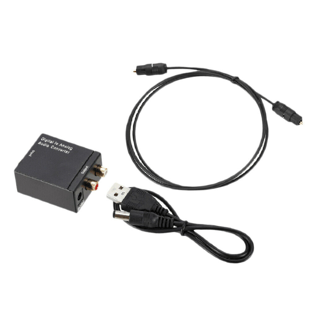 Digital  SPDIF Coax To Analog RCA Audio Adapter W/USB Optical Cable