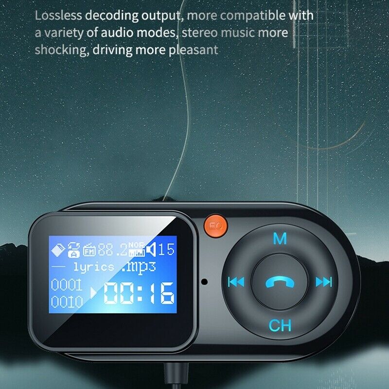 Car FM Transmitter Bluetooth 5.0 Handsfree Stereo AUX Audio MP3 Player USB TypX8