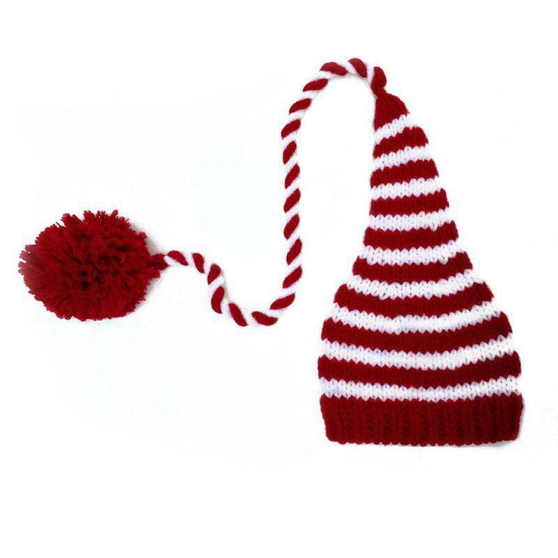 Baby knitting Long Tails Christmas Hat Newborn Photography Props  Stripe Crochet