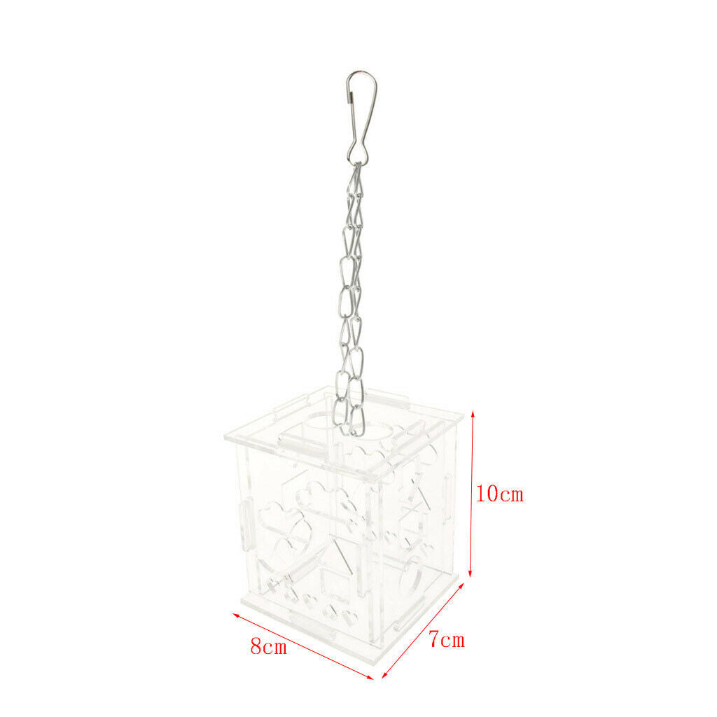 Clear Acrylic Parrot Bird Cage Feeder Hang Foraging Toys Bird Supplies