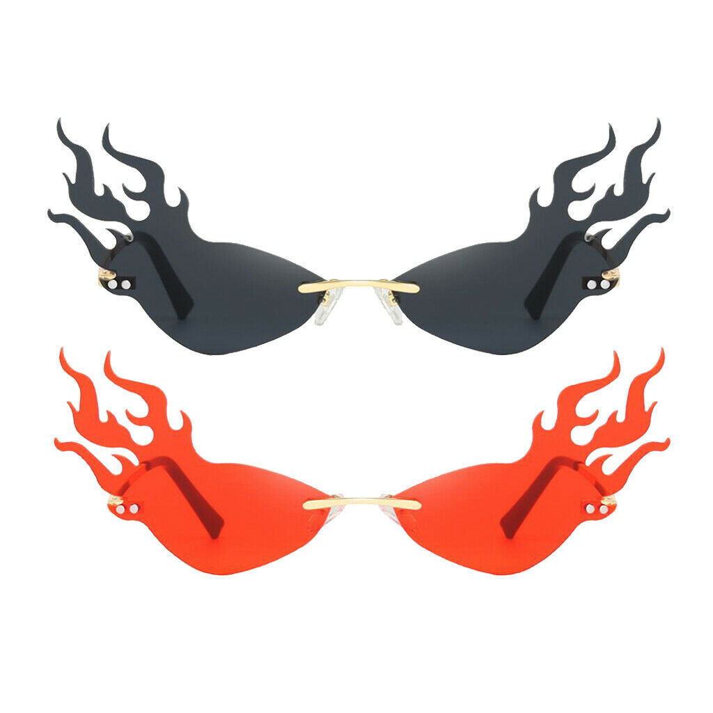 2 Pieces Women Fire Flame Sunglasses Sun Glasses Luxury Eyewear Glasses