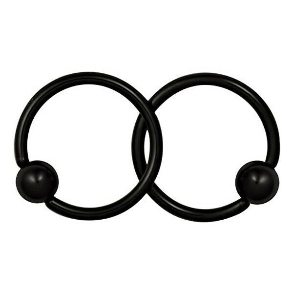 1 Pairs Stainless Steel Nose Tragus Lip Captive Bead Hoop Ring Black