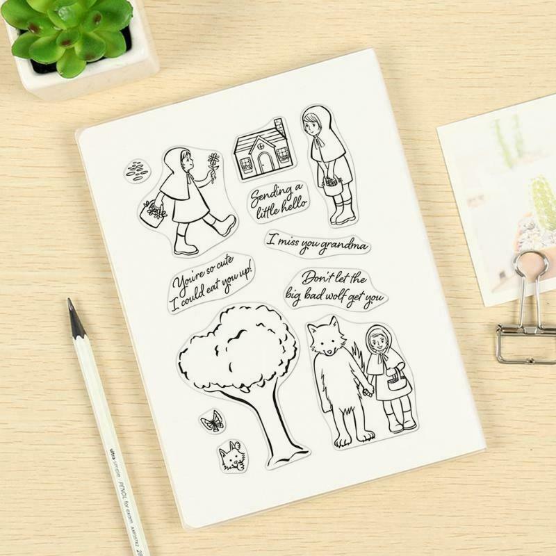 2Pcs Fairy Tale Little Girls Clear Silicone Stamps Metal Cutting Dies Stencil