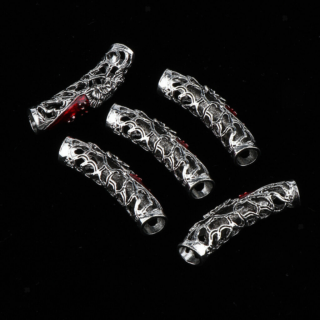 5Pcs Dreadlock Bead Twist Braid Jewelry Tube DIY Bracelet Beard Hair Pendant