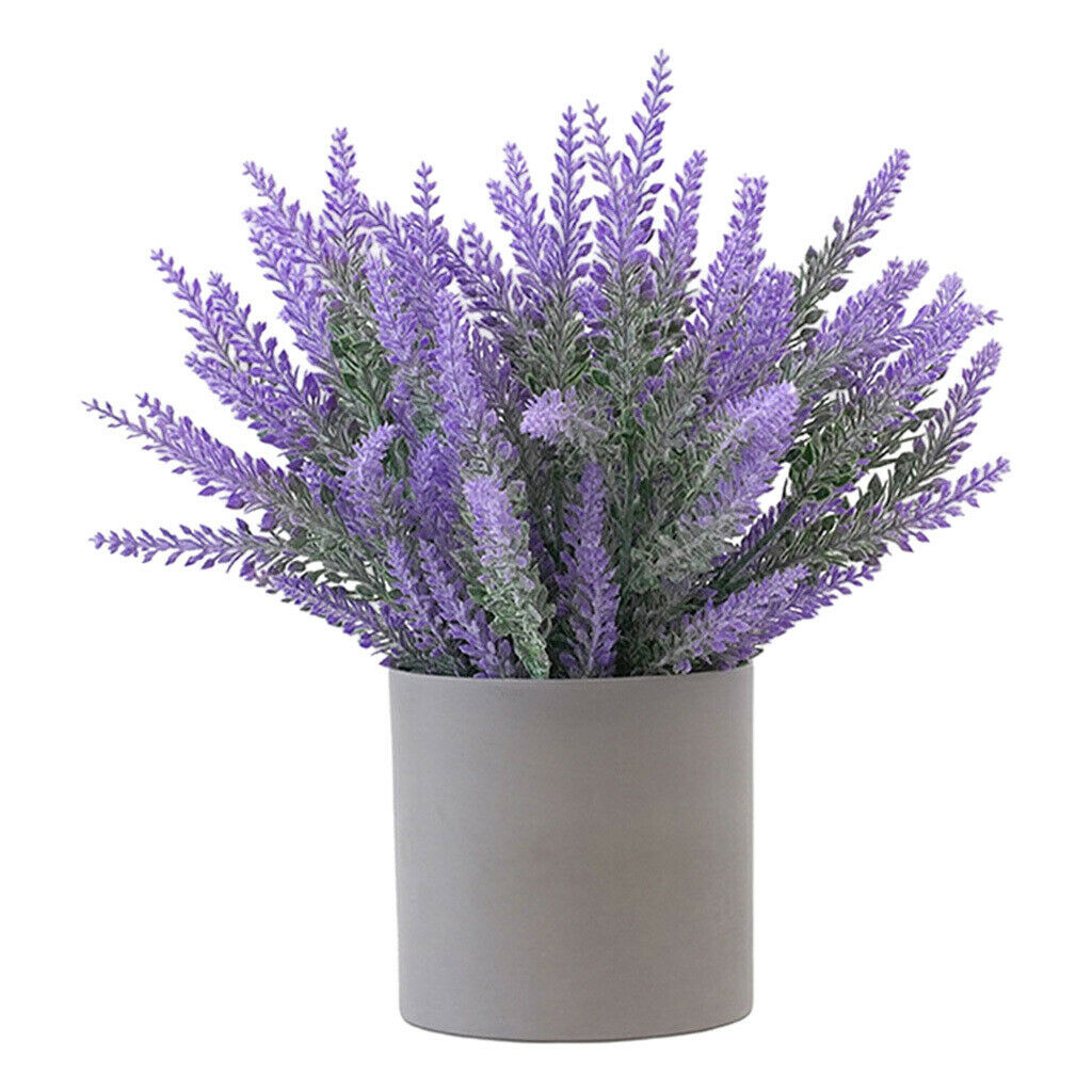 Artificial Lavender Flower Potted Plants Home Office Centerpieces Decor