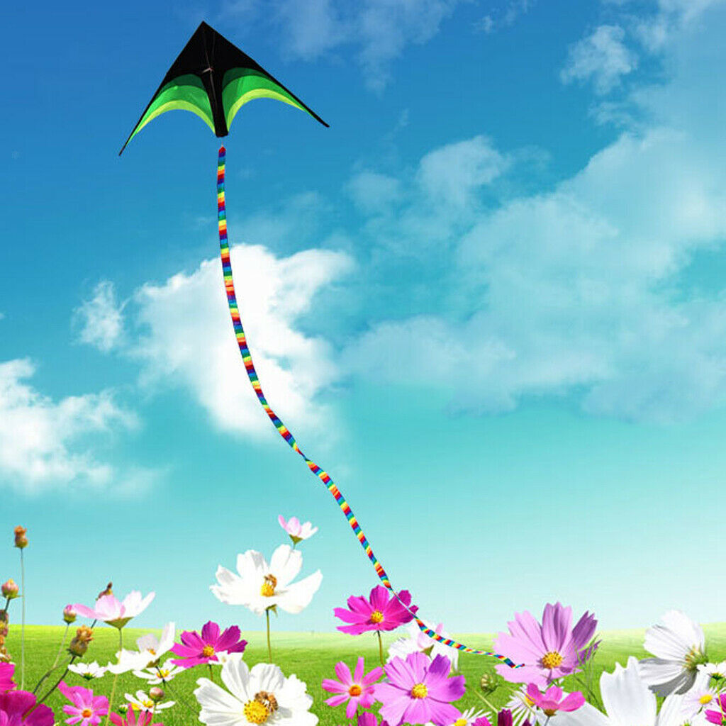 Long 33ft Rainbow Kite Tail Nylon Colourful Delta Kite Accessory Kids Toys