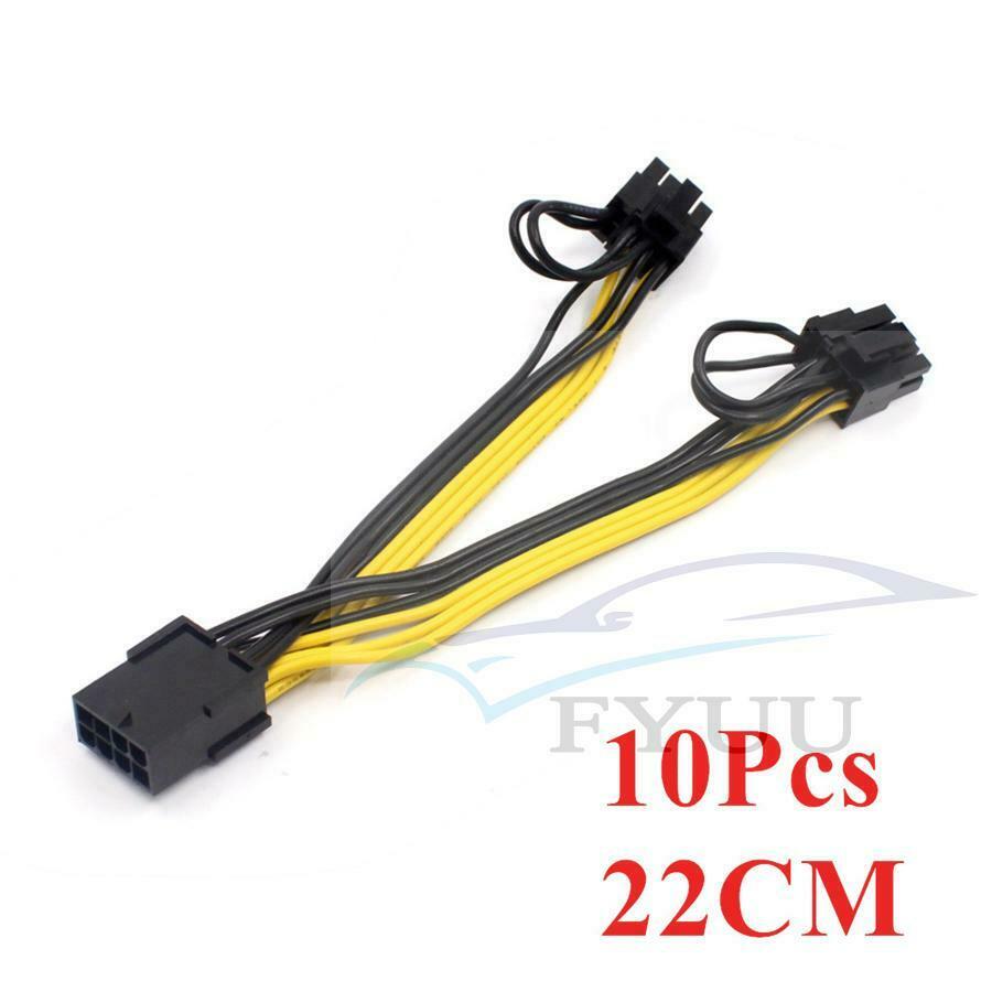 10 pack PCIE 12v 8 pin to Dual 6+2 pin PCI-E Power Cable Splitter 18AWG