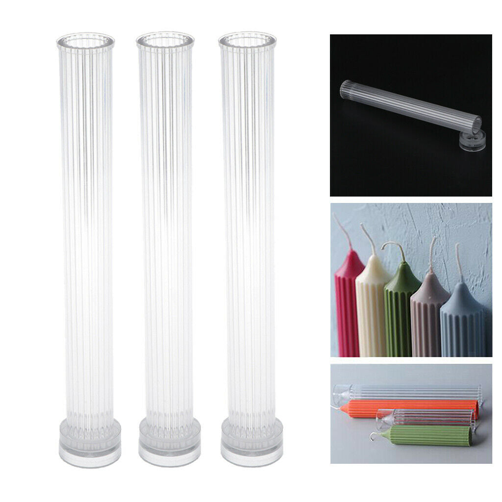 3x Pillar Shaped Clear Candle Mold Wax Candle Mould for Candle Making Crafts