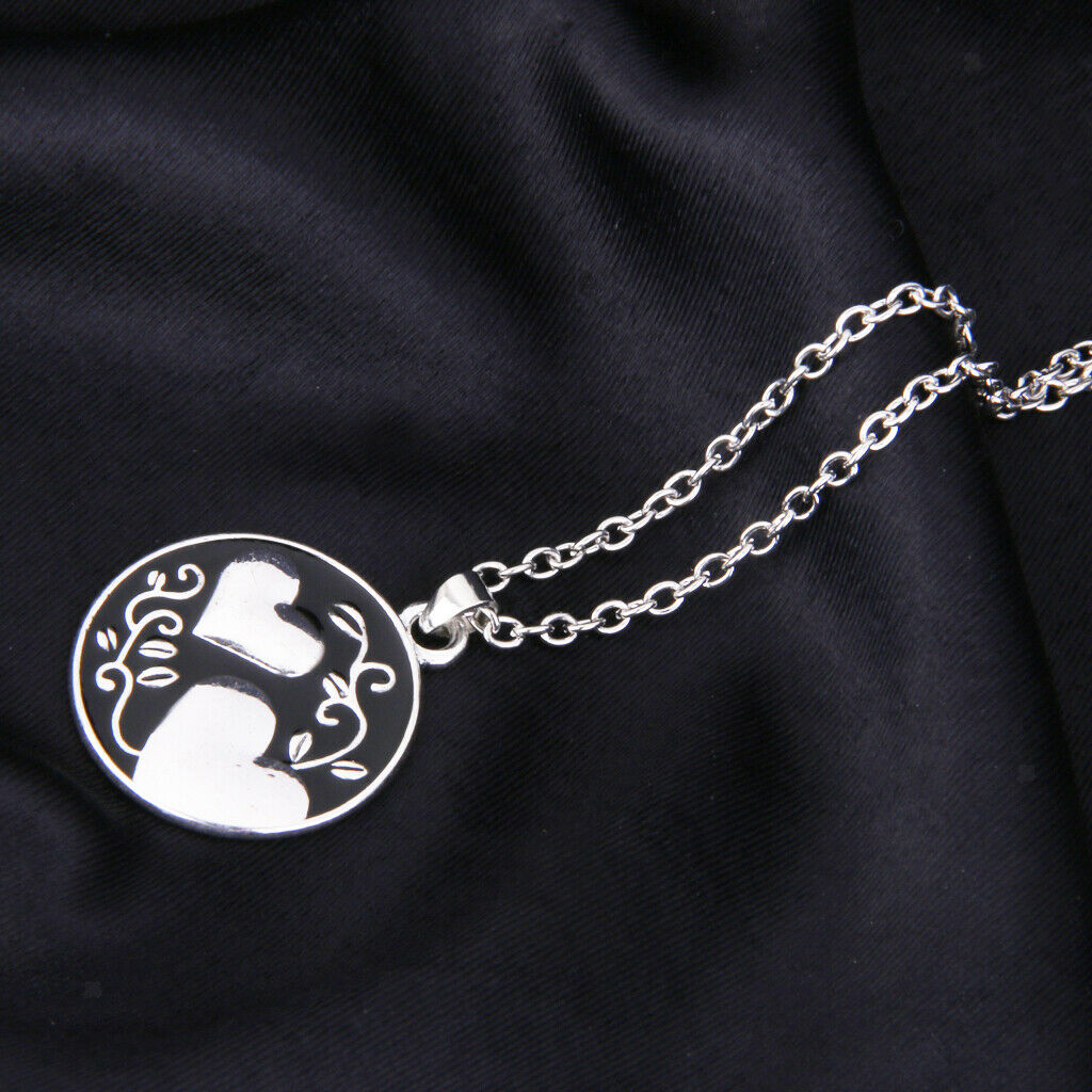 Fashion Charm Leaves Double Heart Round Pendant Chain Necklace Jewelry
