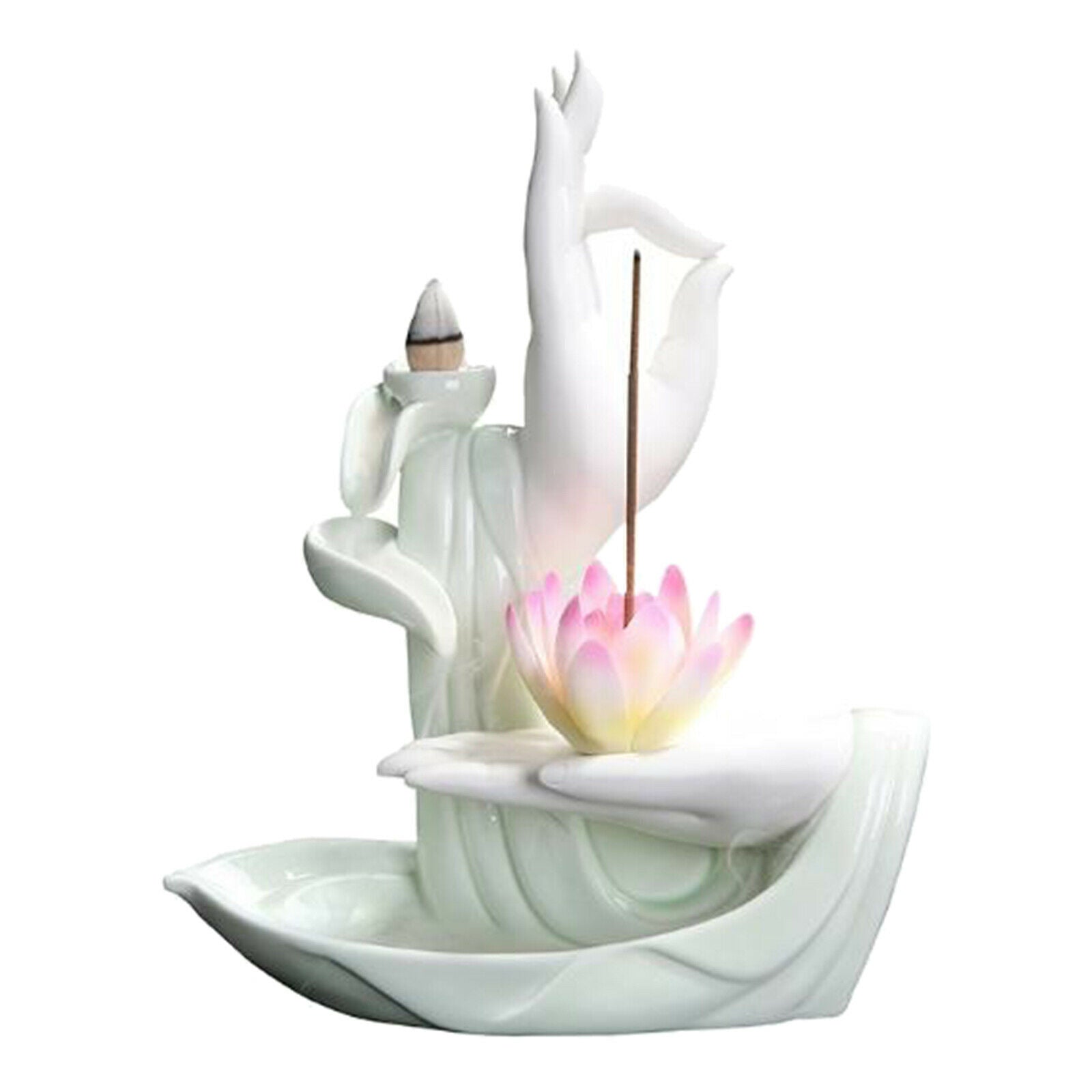 Ancient Chinese Style Lotus Incense Burner Holder Waterfall Backflow Decor