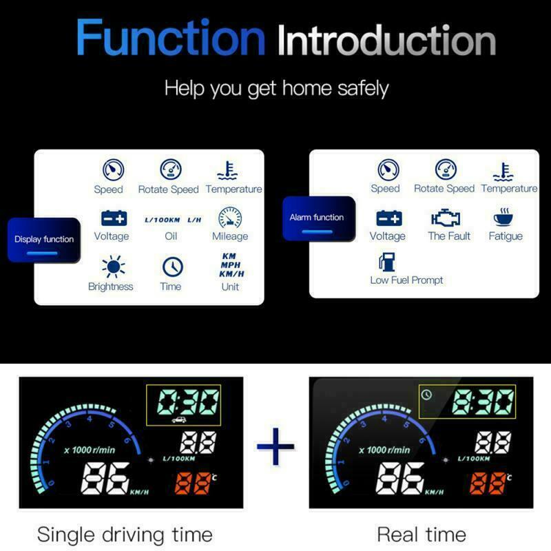 5.5" Car HUD Head Up Display OBD2 Diagnostic Tool Projector Digital Speedometer